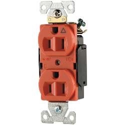 Sol isolé Premium Grade industriel réceptacle, 15 a/125V, NEMA, 5-15, retour fil & côté fil, Orange