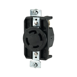 Prise industrielle Hart-Lock, 30 A 125/250 V, NEMA L14-30, 3 pôle(s), 4 fil(s) de mise à la terre, fil à l'arrière et sur le côté, nº 14 à nº 8 AWG, nylon armé de verre, noir