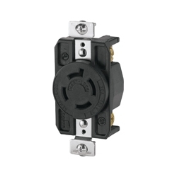 Prise industrielle de Hart-Lock, 20 a 3 480V, NEMA L16-20, 3-Pole, 4-fil de mise à la terre, dos & côté fil, #14 - #8 AWG, fibre de verre en nylon, noir