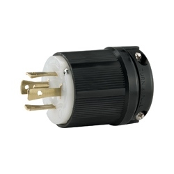 Hart-Lock Industrial Safety Grip Plug, pôle-30 a 3 600V, L17 NEMA-30, 3, 4 fils mise à la terre, nouveau fil, 16-12 AWG, Nylon, corps droit, noir & blanc