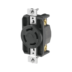 Prise industrielle de Hart-Lock, 30 a 3 600V, NEMA L17-30, 3-Pole, 4-fil de mise à la terre, dos & côté fil, #14 - #8 AWG, fibre de verre en nylon, noir