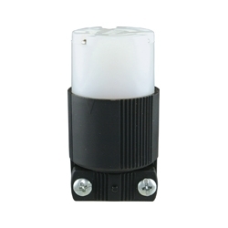 Hart-Lock Industrial Safety Grip connecteur, 15 a/250V, NEMA L6-15, 2 pôles, 3 fils de mise à la terre, côté fil, AWG 16-12, Nylon, corps droit, noir & blanc