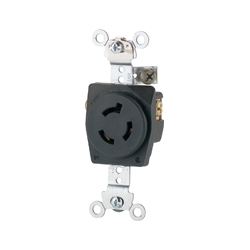 Prise industrielle Hart-Lock, 15 a/250V, NEMA L6-15, 2 pôles, 3 fils mise à la terre, dos et côté fil, AWG 16-12, fibre de verre en Nylon, noir