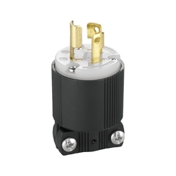 Fiche-poignée de sécurité industrielle Hart-Lock, 15 A 277 V, NEMA L7-15, 2 pôle(s), 3 fil(s) de mise à la terre, fil latéral, nº 16 à nº 12 AWG, nylon, corps droit, noir et blanc