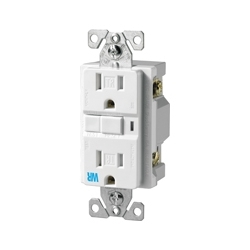 Bourreur & résistant aux intempéries prise DDFT, 15 a/125V, NEMA 5-15R, retour fil & côté fil, blanc