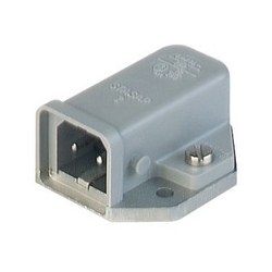 STASAP 2 B grey; Surface mounted connector with cast baseplate, additional sealing for IP 54 necessary, 2 contacts + PE, male, 16A 250 V AC, 10A 250V DC