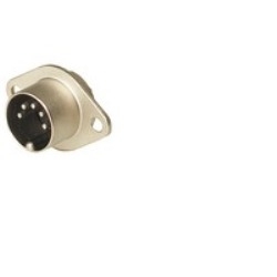 MASEI 5 S black; Panel-mounted Plug with flange solder joint die-cast housing and flange, nickel-plated, 5 contacts, male, DIN 41 524, 4A 34V AC/DC