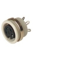 MAB 4100 grey; Panel-mounted Socket with locking screw, solder joint, not shielded, 4 contacts, female, 4A 34V AC/DC