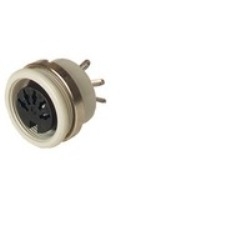 MAB 5100 S grey; Panel-mounted Socket with locking screw, solder joint, not shielded, 5 contacts, female, DIN 41 524, 4A 34V AC/DC
