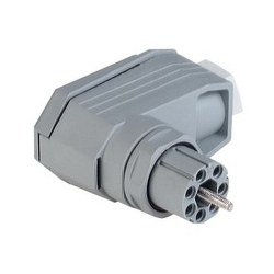 N6R FF R; Angled Cable Socket, strain relief by means of a clamping cage and knurled screw, 6 contacts + PE, grey housing