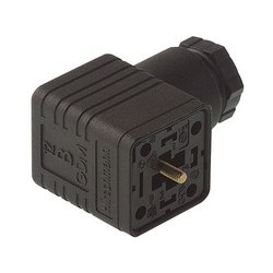 GDMC 3011 black; Cable Socket with central screw M 3 x 35 and 4 crimp contacts RBC 630, 2 + PE / 3 + PE, PG9/PG11, Type A, DIN EN 175 301-803-A