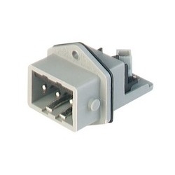 STASEI 3 N grey; Panel-mounted connector, with added gasket, male, 3 contacts + PE