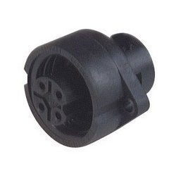 CA 3 GD; Panel-mounted Socket with flange, 3 contacts + PE, black housing, 10A, 250 V DC