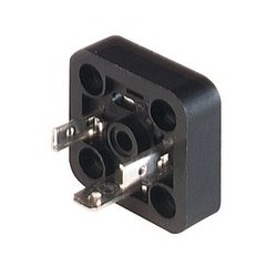 GSAZ 200 black; Appliance connector for profiled gaskets GSAZ, front connection, 1 hollow screw, 1 screw M 3 x 5, 2 contacts + PE, DIN EN 175 301-803-A