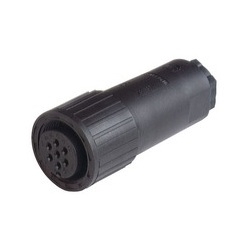 CM 06 EA 14S-61 S; Straight Cable Socket, strain relief by means of a clamp, 6 contacts + PE, PG11, MIL-C 5015 bzw. VG 95 342, black housing, 10A 50V AC/DC