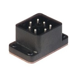 GO 610 FA M black; Surface mounted connector with flange with solder contacts, 6 contacts + PE, male, DIN VDE 0627 / IEC 61984, 10A 250V AC, 6A 250V DC