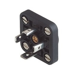 GSE 3000 N4 black; Appliance connector for installation in sheet metal, rotating round collar, retaining nut and 4 screws M 3 x 6, 3 contacts + PE, DIN EN 175 301-803-A