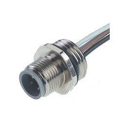 ELST 412 PG9 Au; Appliance connector with wire ends, PG 9 front mounting thread, screw locking, O-ring included, 4 contacts, male, cable material: PVC, cable length: 0.2m, metallic housing