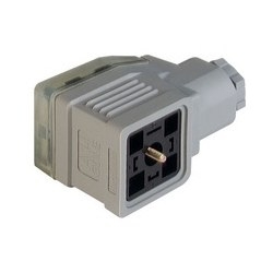 GDME 2011 grey; Cable Socket with central screw M 3 x 40, strain relief and transparent cover, possibility to fit electronic inserts, 2 contacts + PE, PG11, Type A, DIN EN 175 301-803-A