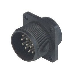 CM 02 E 20-29 P; Surface mounted connector, with flange, with solder bucket, 17 contacts + PE, MIL-C 5015 bzw. VG 95 342, black housing, 4A 50V AC/DC