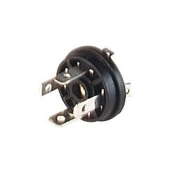 GSSR 300 black; Appliance connector with central nut, version for molding or gasket, 3 contacts + PE, industrial standard (9.4 mm), Type C, 4A, 250V