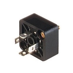 GSSA 300 black; Appliance connector with central nut and 2 screws M 3 x 8, 3 contacts + PE, industrial standard (9.4 mm), Type C, 4A, 250V