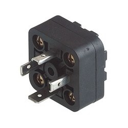GSA-U 3075 SK black; Moulded Appliance coupler (IP 65 enclosure) with 4 cross-head screws and insulation displacement contact (without solder/screw), 3 contacts + PE, DIN EN 175 301-803-A, Type A, 16A, 400V AC/DC