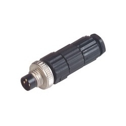 ELST 3008 V; Straight Cable Plug, unassembled, strain relief by means of clamping cage, 3 contacts, male, M9.5x1, 3A 60V AC/DC, black housing