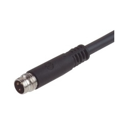 ELST-K 3308 PVC 025 5m; Straight Cable Plug, with integrally molded lead, snap or screw locking, 3 contacts, male, cable material: PVC, cable length: 2m, cable color: black, cable type: LiYY, cable length: 5m