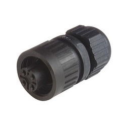 CA 3 LD; Straight Cable Socket, integrated strain relief, 3 contacts + PE, black housing, 10A, 250 V DC
