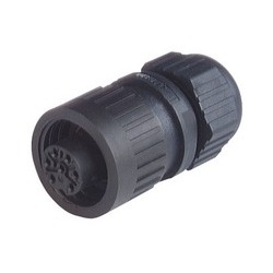 CA 6 LD; Straight Cable Socket, integrated strain relief, 6 contacts + PE, black housing, 10A, 250V AC/DC