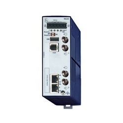 4 port Fast-Ethernet Compact OpenRail Switch, managed, software Layer 2 Enhanced, for DIN rail store-and-forward-switching, fanless; 4 ports in total; 1. uplink: 100BASE-FX, MM-ST; 2. uplink: 100BASE-FX, MM-ST; 2 x 10/100 BASE TX, RJ45