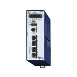 4 port Fast-Ethernet Compact OpenRail Switch, managed, software Layer 2 Professional, for DIN rail store-and-forward-switching, fanless; 4 ports in total; 1. uplink: 10/100BASE-TX, RJ45; 2. uplink: 10/100BASE-TX, RJ45; 2 x 10/100 BASE TX, RJ45
