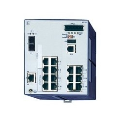 16 port Fast-Ethernet Compact OpenRail Switch, managed, software Layer 2 Enhanced, for DIN rail store-and-forward-switching, fanless; 16 ports in total; 1. uplink: 100BASE-FX, MM-SC; 2. uplink: 10/100BASE-TX, RJ45; 14 x 10/100 BASE TX, RJ45