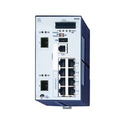 Compact OpenRail Gigabit Ethernet Switch; 10 Ports in total, 2 Gigabit Ethernet ports; 1. uplink: Gigabit SFP-Slot; 2. uplink: Gigabit SFP-Slot; 8 x standard 10/100 BASE TX, RJ45
