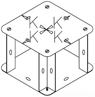 Elbow-Tee-Cross, Lay-In Wireway; Steel; Gray Paint; 90 deg.; 4 x 4 in.