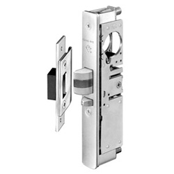 Door Deadlatch, Standard Duty, Right Hand/Right Hand Reverse, 31/32&quot; Backset, 2-5/8&quot; Flat Strike, Radius Clear Anodized Faceplate, For Aluminum Door