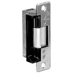 Door Electric Strike, Fail Safe, 24 Volt DC, Clear Anodized, With 4-7/8&quot; Flat Faceplate, For Aluminum Door