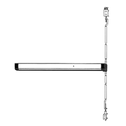 Door Concealed Vertical Rod Exit Device, Narrow Stile, 36" Opening Width, Clear Anodized Pushbar, For Aluminum Door