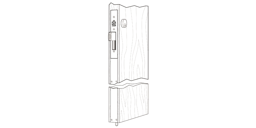Door Deadlock, Two Point, Clear Anodized, For Wood Door