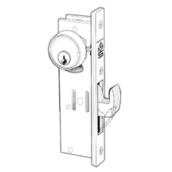 Door Deadlock, Flat Faceplate, Hookbolt, Non-Handed, 31/32&quot; Backset, Dark Bronze Anodized, With Kit, For Aluminum Door