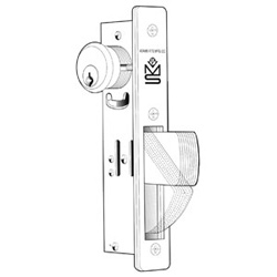 Door Deadlock, Straightbolt, Non-Handed, 1-1/8&quot; Backset, Without Faceplate, For Aluminum Door, Box Pack