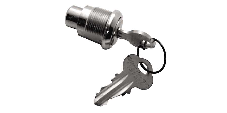 Screw-Type Lock, Bright Nickel, Crisscross Tumbler Key, 90 deg ...