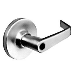 Door Lever Lockset, Extra Heavy Duty, Non-Handed, Newport, Die-Cast Zinc Lever, Brass Rose, ANSI F86, Satin Chrome Plated, With Less Core 6-Pin IC, For Storeroom/Closet