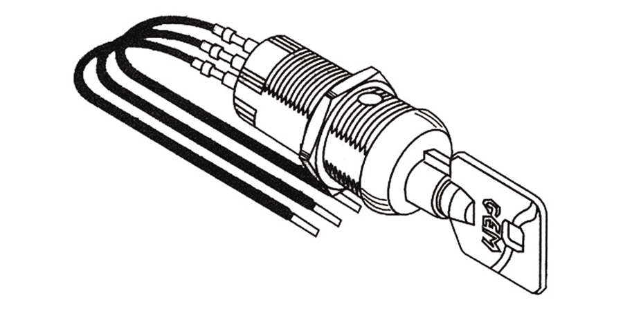 Rekeyable Switch Lock, 28 VAC/DC, Tubular Key Keyway, Nickel-Plated, UL ...