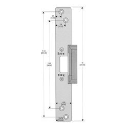 Electric Strike Faceplate, Radius Corner, Flat, 10&quot; x 1-3/8&quot;, Satin Stainless Steel, For 5000 Series Electric Strike