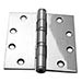 Oil Bearing Hinge, Standard Weight, Full Mortise, 5-Knuckle, 8-Hole, 4-1/2&quot; Length x 4&quot; Width x 0.134&quot; Thickness, Steel Base, Satin Chrome