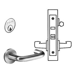 Mortise Lock Trim Set, LN Rose, J-Lever, Satin Chrome, With Spindle, Trim Pack Assembly, For Classroom