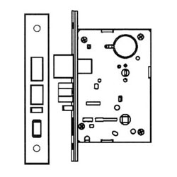Mortise Door Lock Body, Right Hand, ANSI F20, Satin Chrome, With Outside Front/Strike/Mounting Screw, For Dwelling Entry, 10 each per Box