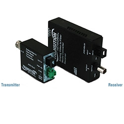 Analog Composite Video Media Transmitter, Port One: Coax (BNC), Port Two: 1310 nm single-mode (ST) [10 km/6.2 mi.]